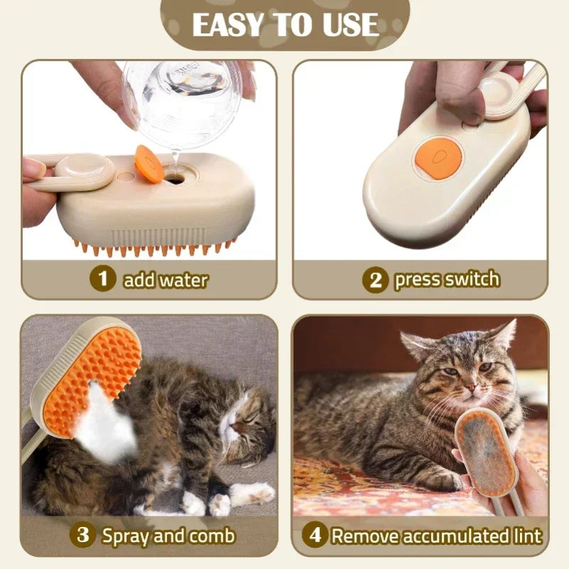 Cat Dog Pet Spray Massage Brush One Button Steam Spray Folding Rotatable Floating Hair Bath Hair Removal Brush Comb dog brush