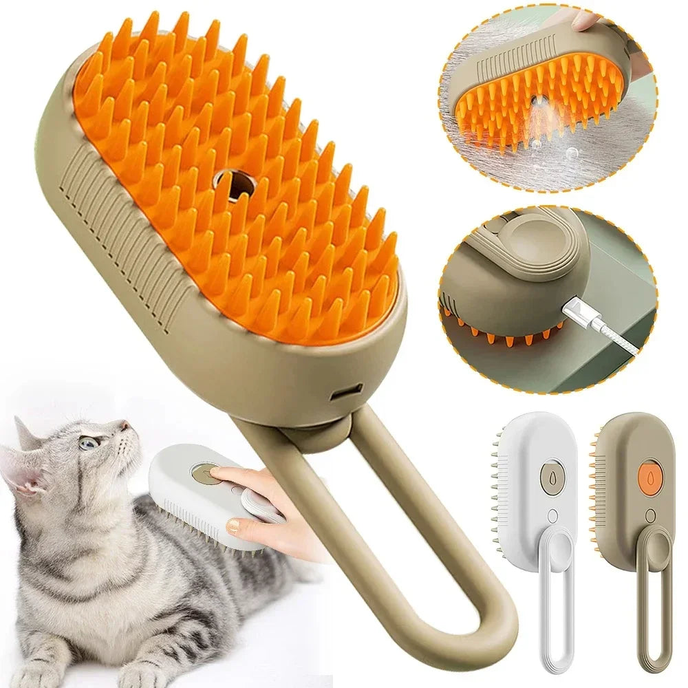 Cat Dog Pet Spray Massage Brush One Button Steam Spray Folding Rotatable Floating Hair Bath Hair Removal Brush Comb dog brush